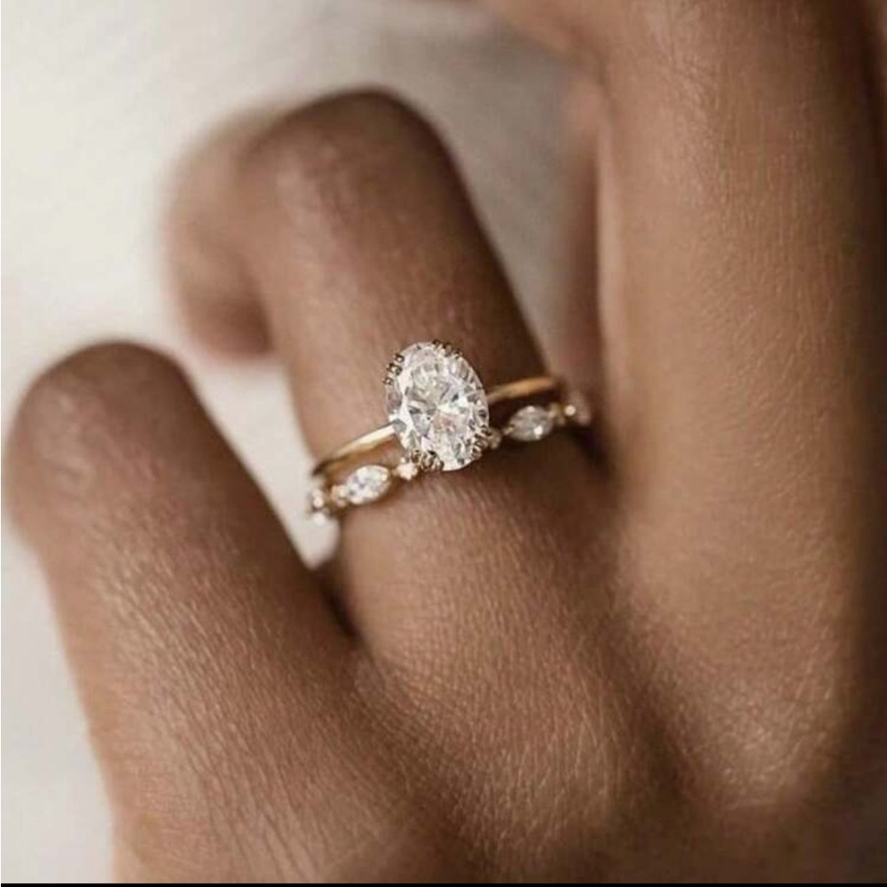 Gold Engagement Style Ring Set - Picture 2 of 3